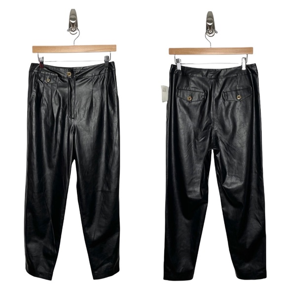 Blank NYC | NWT Pleated Carrot Leg Faux Leather Trousers 28 - Picture 1 of 10